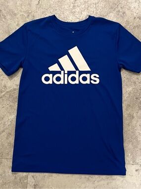adidas Boys Blue Tee with White Logo